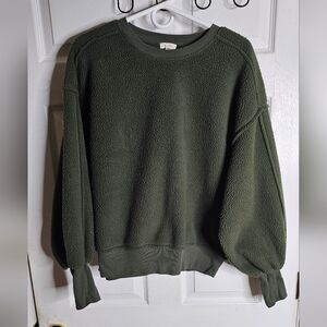 Anthropologie (Pilcro) Women's Sherpa Sweatshirt Size Small (Oversized) GREEN